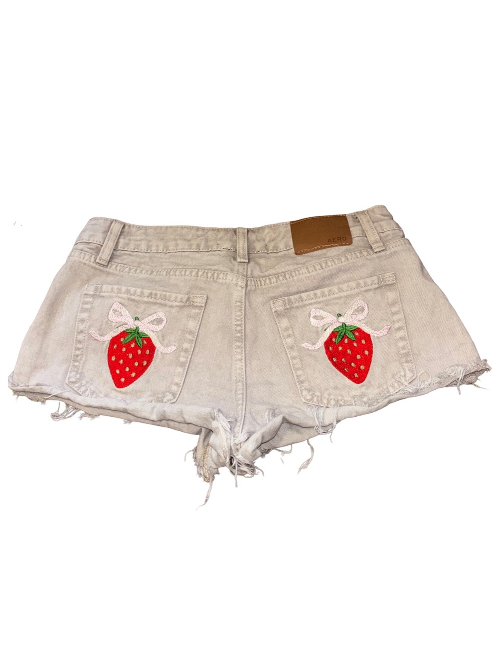 (3 for $15) Aeropostale “Vintage Low Rise Shorty” Strawberry Embroidered Shorts